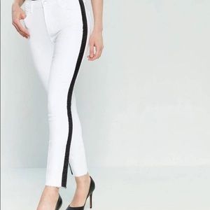 J Brand White Alana Jeans With Zebra Border NWOT